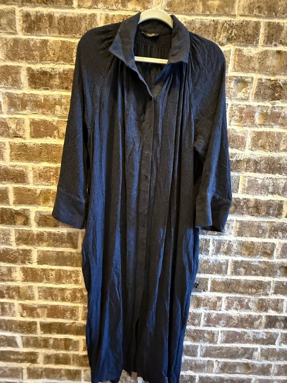 Massimo Dutti Navy Midi Shirt Dress Tie Back Long Sleeve Size 🌺🌺🌺 L
